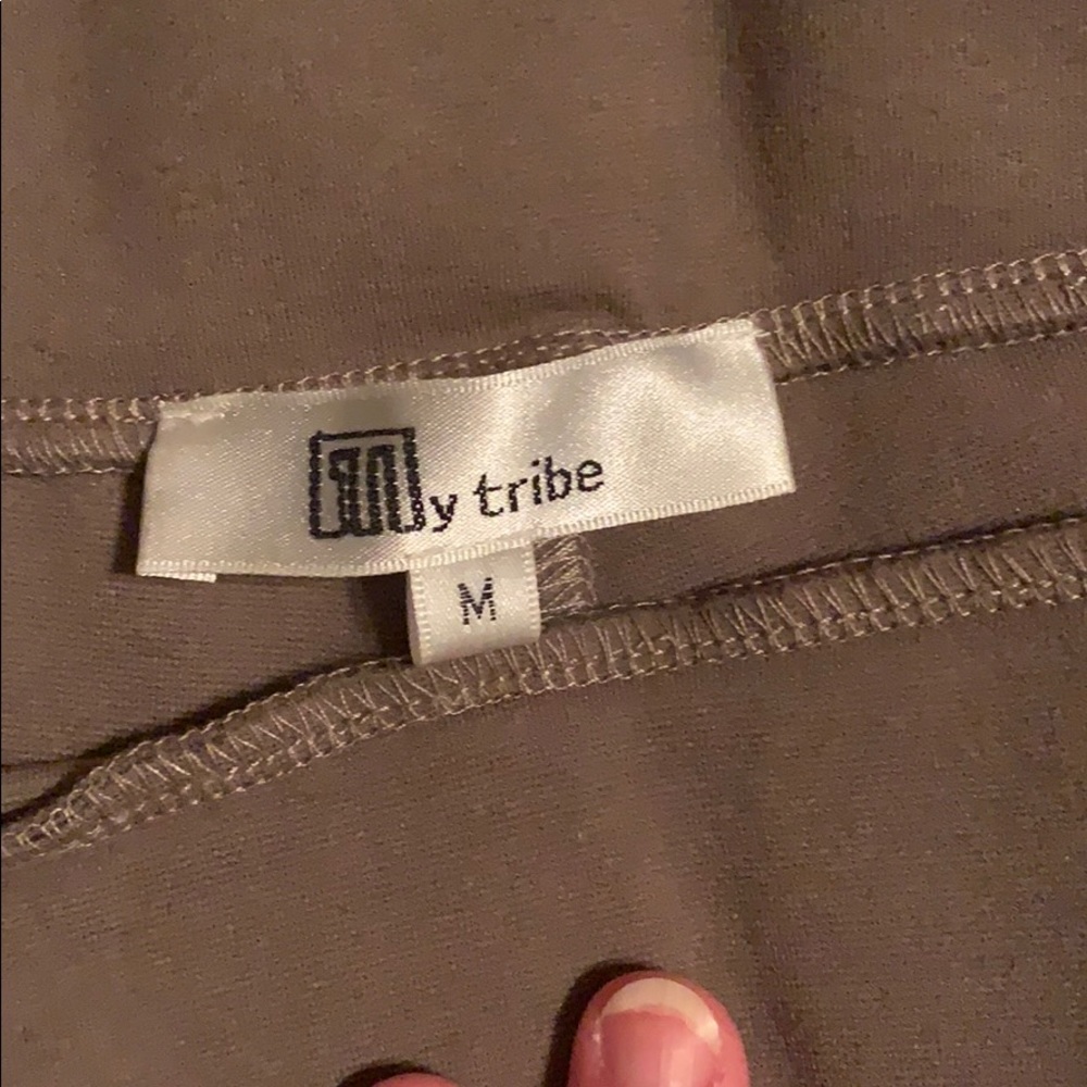 Genuine Leather Detail Taupe Moto Pants - Picture 4 of 6